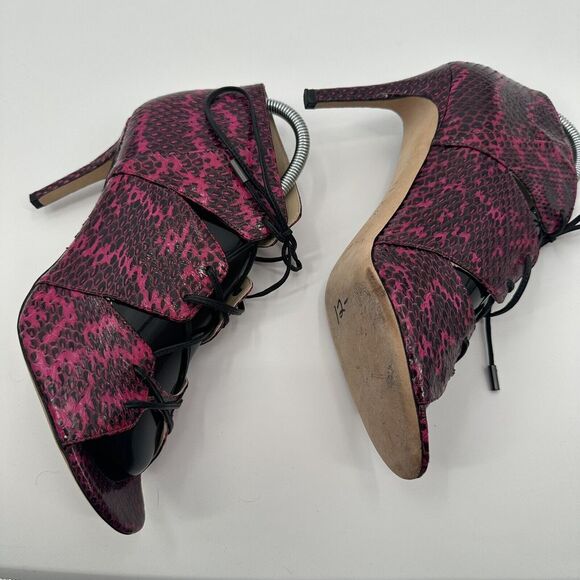 Pink and Black Lace-Up Heels - Picture 6 of 7